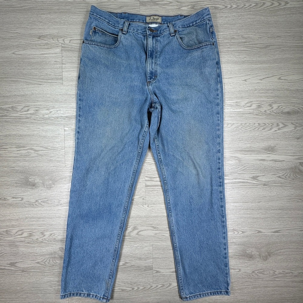 LL Bean Mens Jeans Classic Fit Blue 36x32 Cotton Straight Leg Workwear Denim